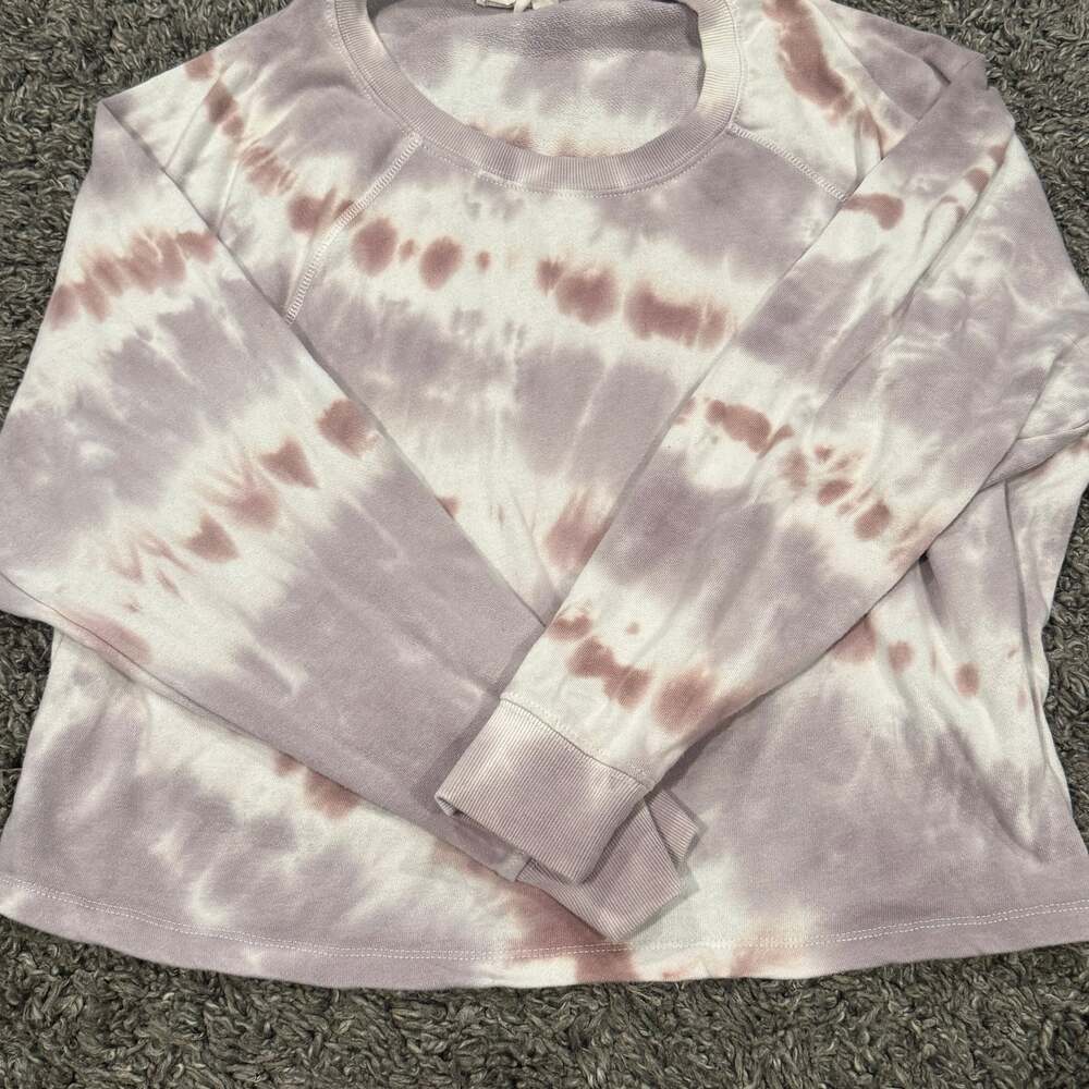 Olive + Oak Tie Dye Cropped Lightweight Crewneck Pullover Sweatshirt